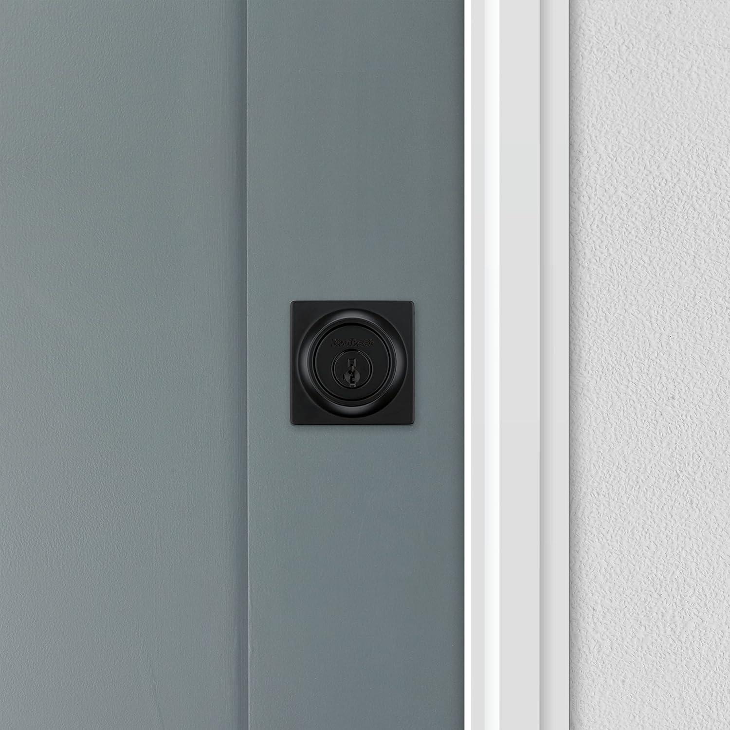 imageKwikset 660 Deadbolt Deadbolt Lock Polished Chrome Round Exterior Keyed Front Entry Door Single Cylinder Dead BoltMatte Black