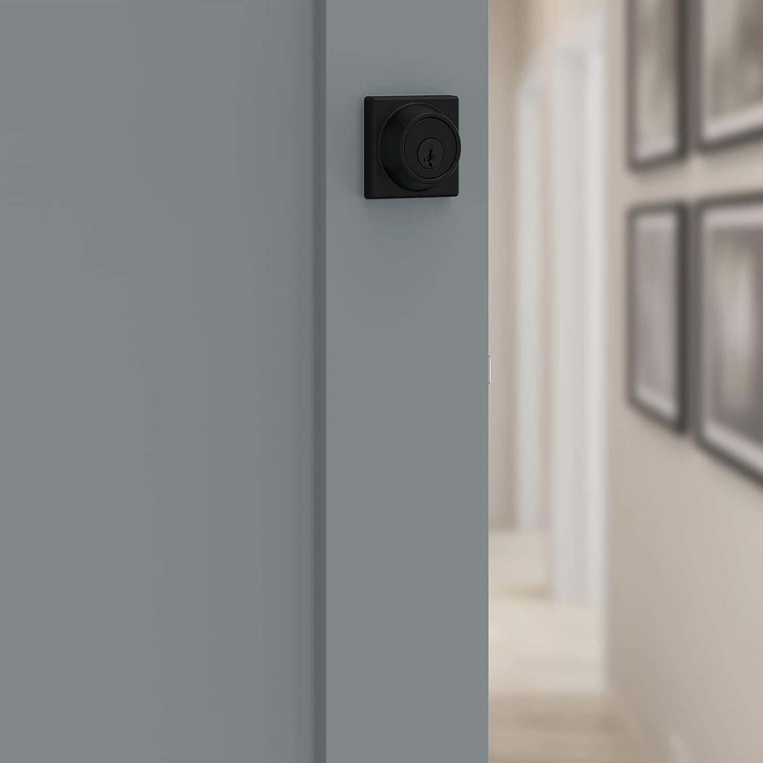 imageKwikset 660 Deadbolt Deadbolt Lock Polished Chrome Round Exterior Keyed Front Entry Door Single Cylinder Dead BoltMatte Black