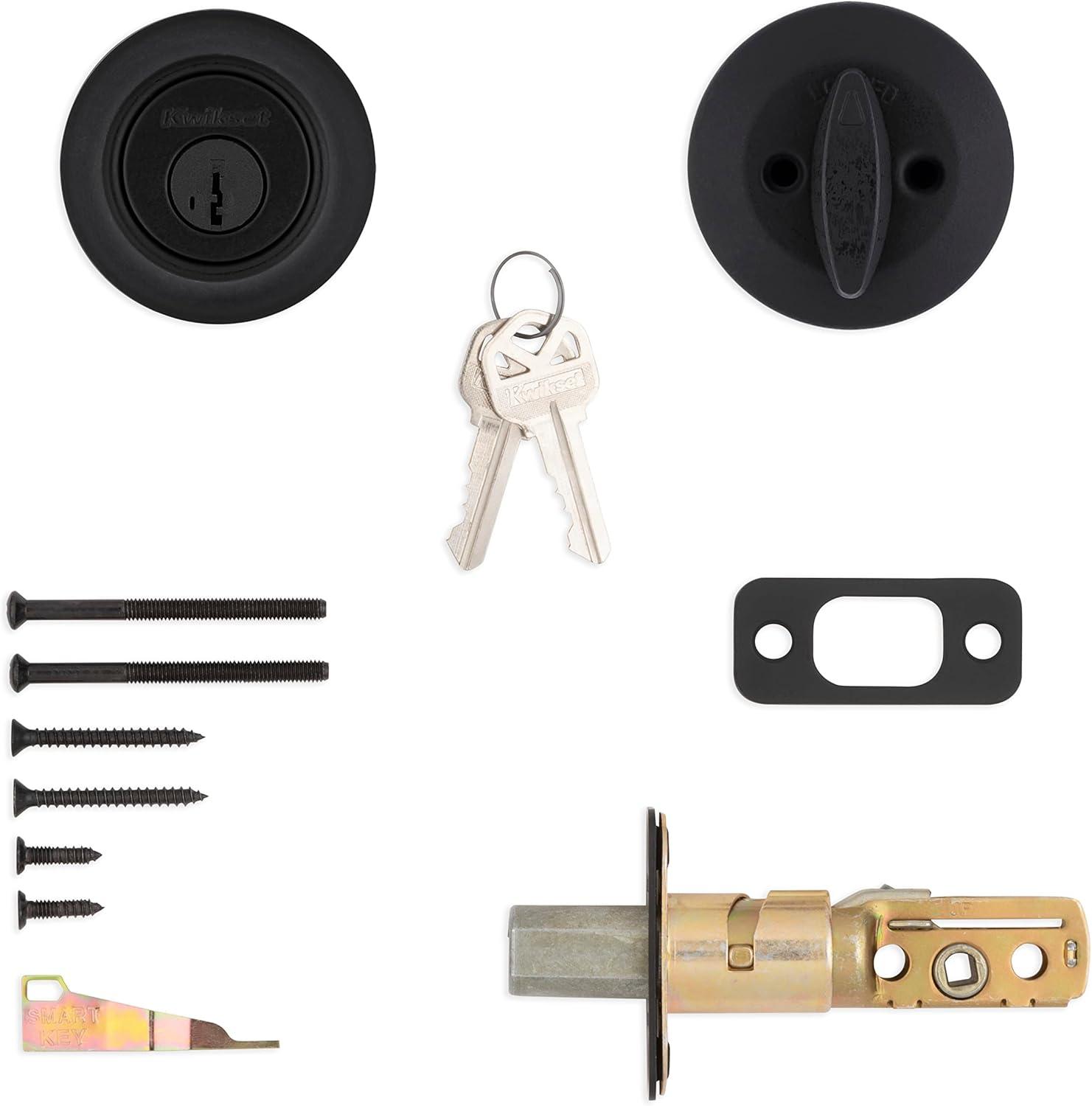 imageKwikset 660 Deadbolt Deadbolt Lock Polished Chrome Round Exterior Keyed Front Entry Door Single Cylinder Dead BoltMatte Black