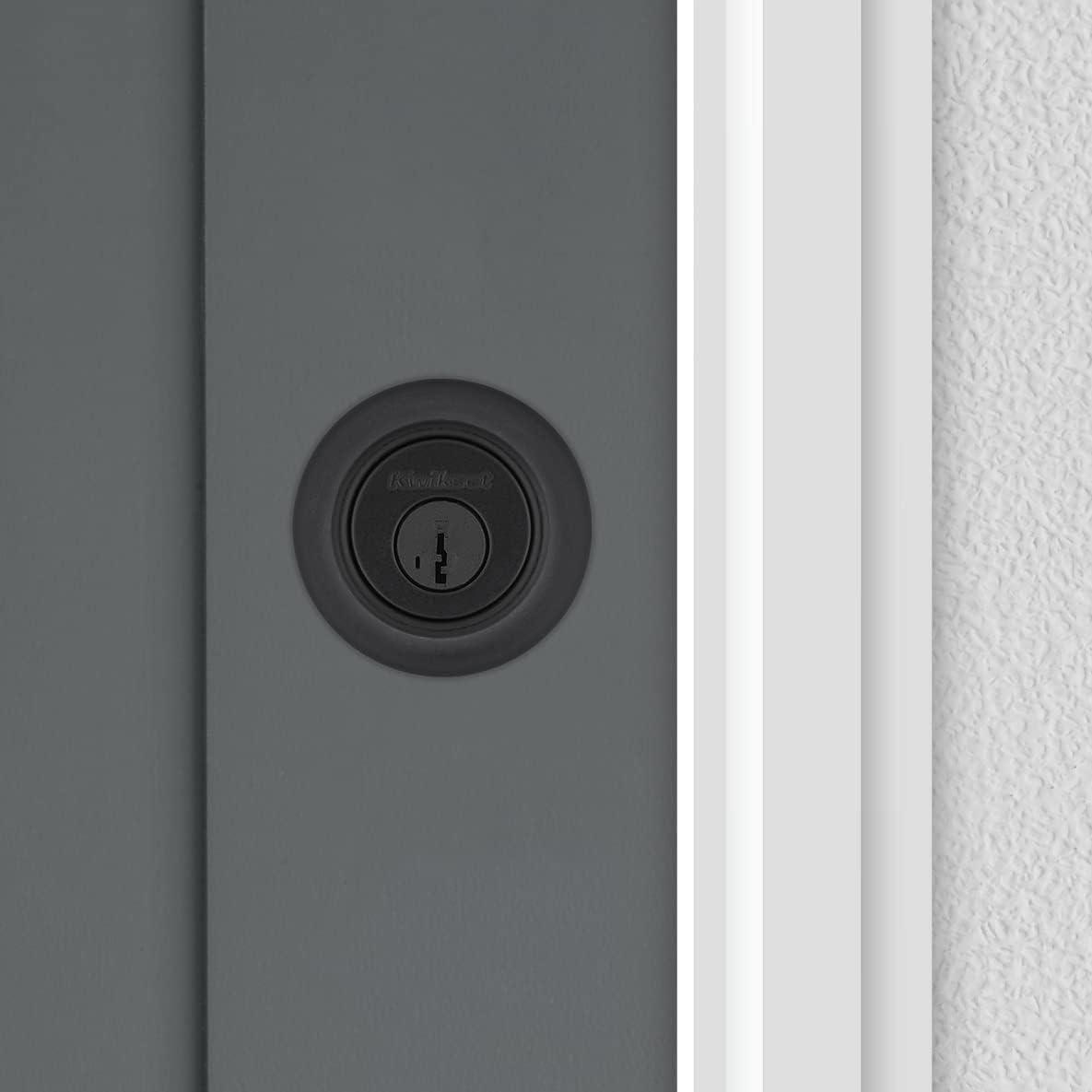 imageKwikset 660 Deadbolt Deadbolt Lock Polished Chrome Round Exterior Keyed Front Entry Door Single Cylinder Dead BoltMatte Black