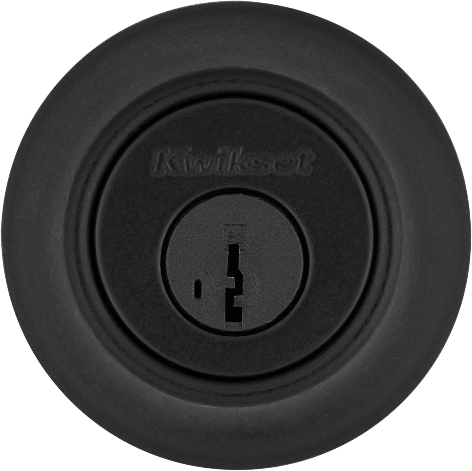 imageKwikset 660 Deadbolt Deadbolt Lock Polished Chrome Round Exterior Keyed Front Entry Door Single Cylinder Dead BoltMatte Black