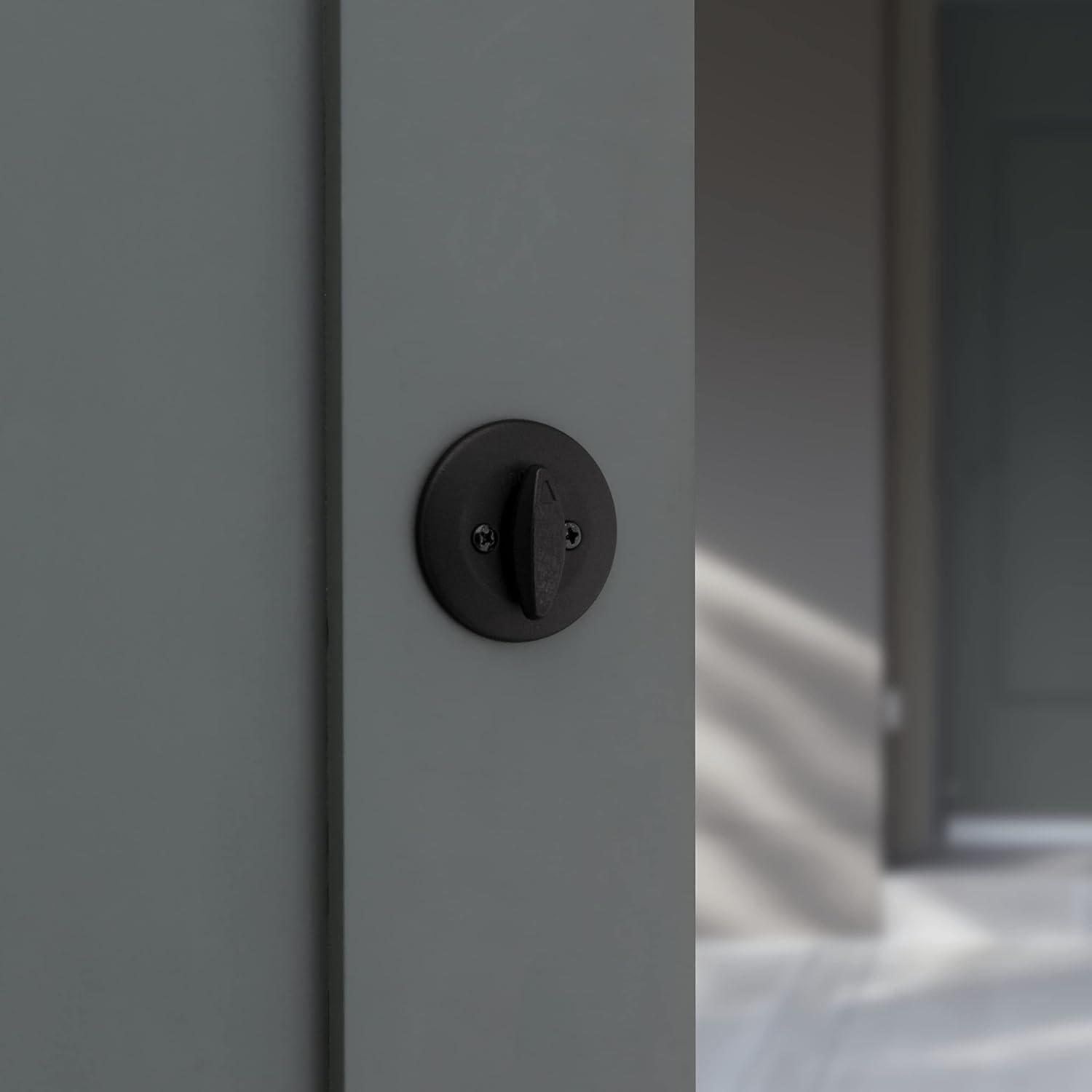 imageKwikset 660 Deadbolt Deadbolt Lock Polished Chrome Round Exterior Keyed Front Entry Door Single Cylinder Dead BoltMatte Black