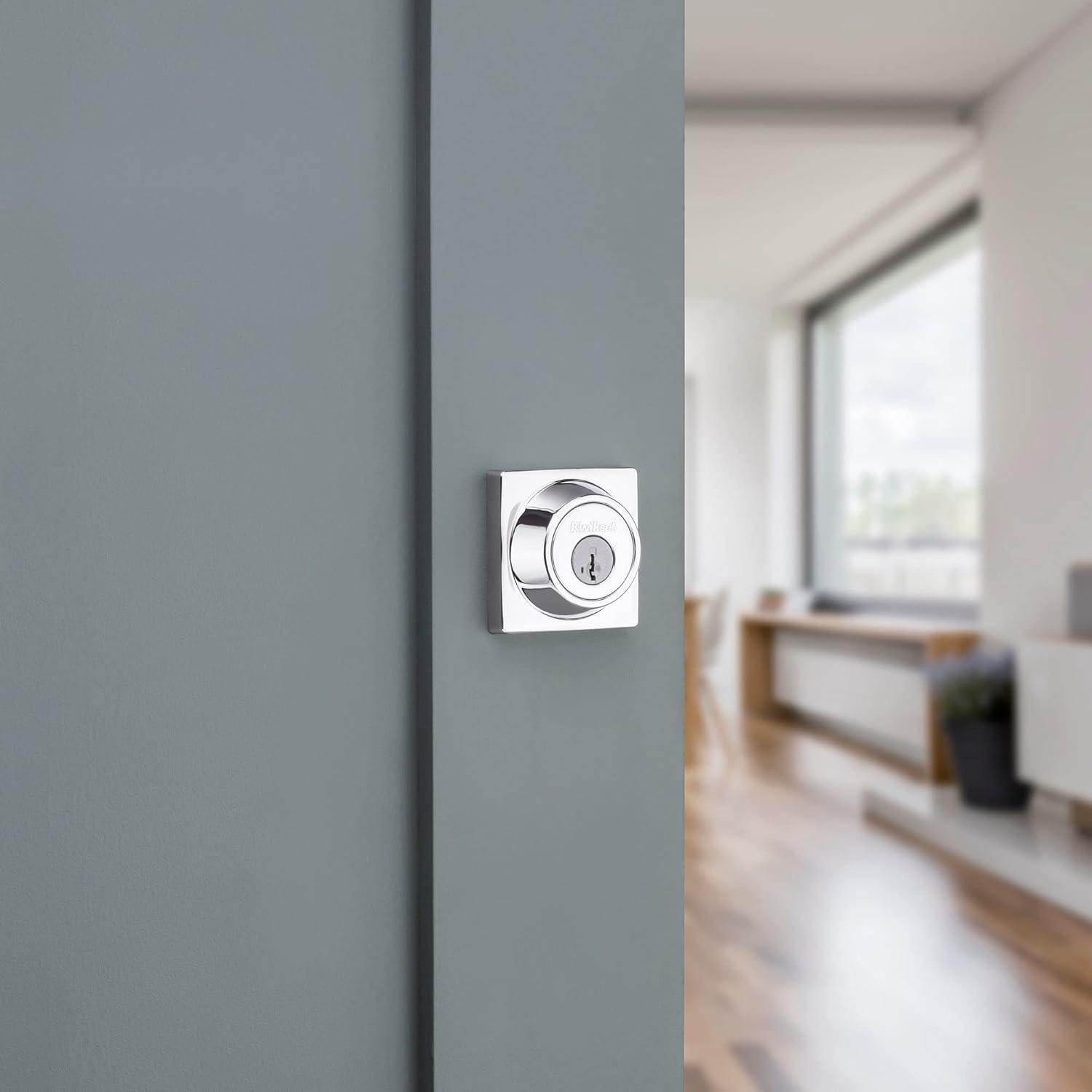 imageKwikset 660 Deadbolt Deadbolt Lock Polished Chrome Round Exterior Keyed Front Entry Door Single Cylinder Dead BoltPolished Chrome