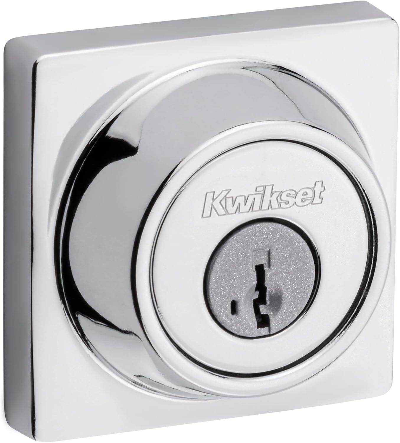 imageKwikset 660 Deadbolt Deadbolt Lock Polished Chrome Round Exterior Keyed Front Entry Door Single Cylinder Dead BoltPolished Chrome