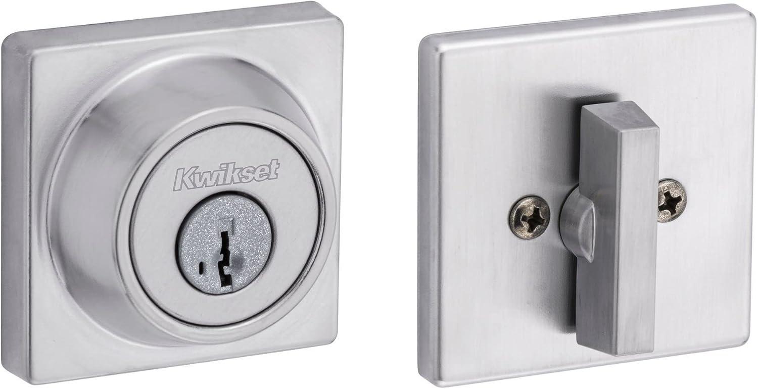 imageKwikset 660 Deadbolt Deadbolt Lock Polished Chrome Round Exterior Keyed Front Entry Door Single Cylinder Dead BoltSatin Chrome