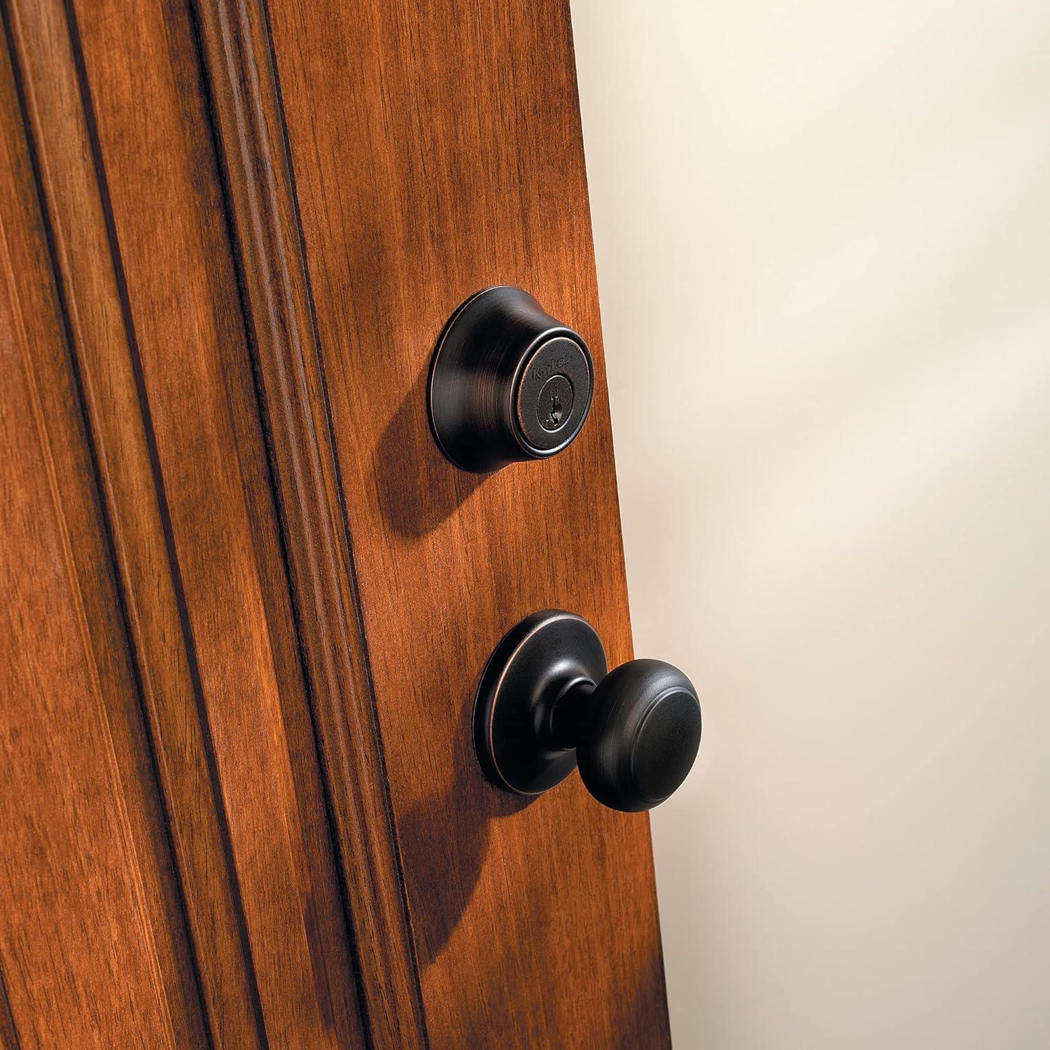 imageKwikset 660 Deadbolt Deadbolt Lock Polished Chrome Round Exterior Keyed Front Entry Door Single Cylinder Dead BoltVenetian Bronze