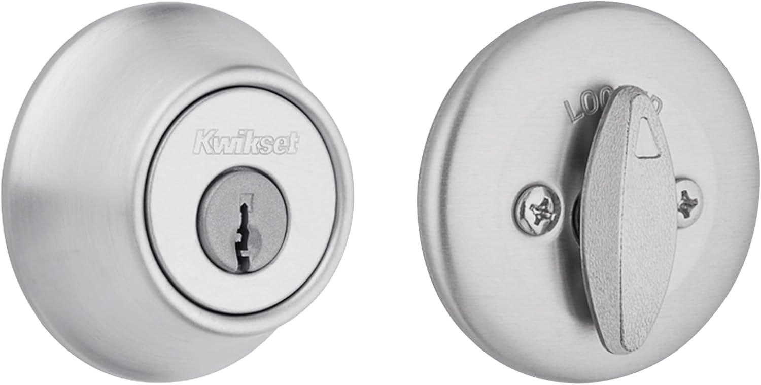 imageKwikset 660 Deadbolt Deadbolt Lock Satin Chrome Round Exterior Keyed Front Entry Door Single Cylinder Dead BoltWithout SmartKey Pack of 12