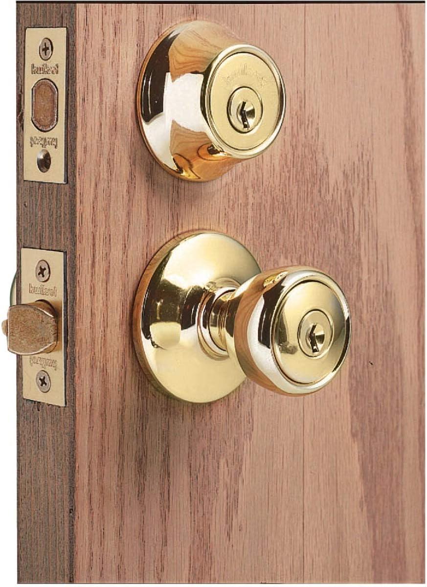 imageKwikset 690 Tylo Entry Knob and Single Cylinder Deadbolt Combo 1Pack Satin ChromePolished Brass