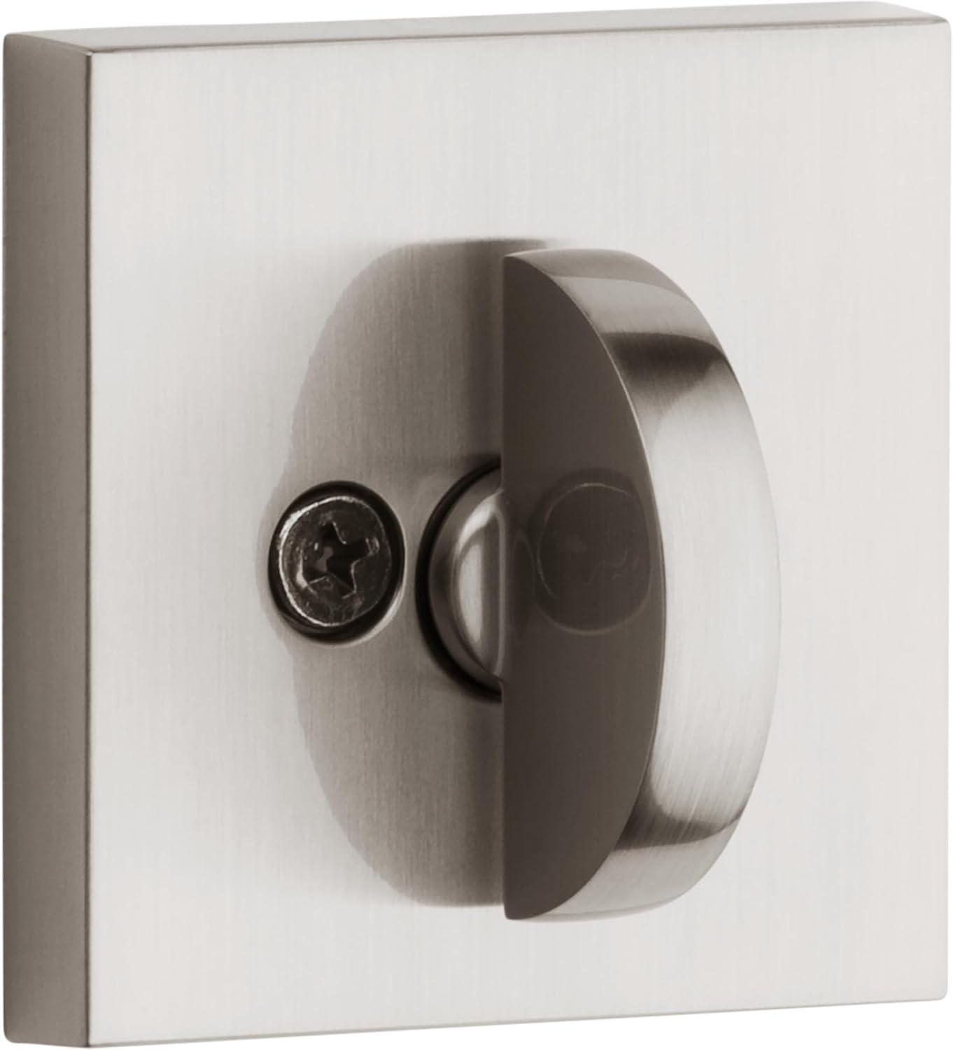 imageKwikset Halifax Deadbolt Lock Satin Nickel Square Exterior Keyed Front Entry Door Pick Resistant SmartKey Rekey Security Single Cylinder Dead Bolt with Microban Protection