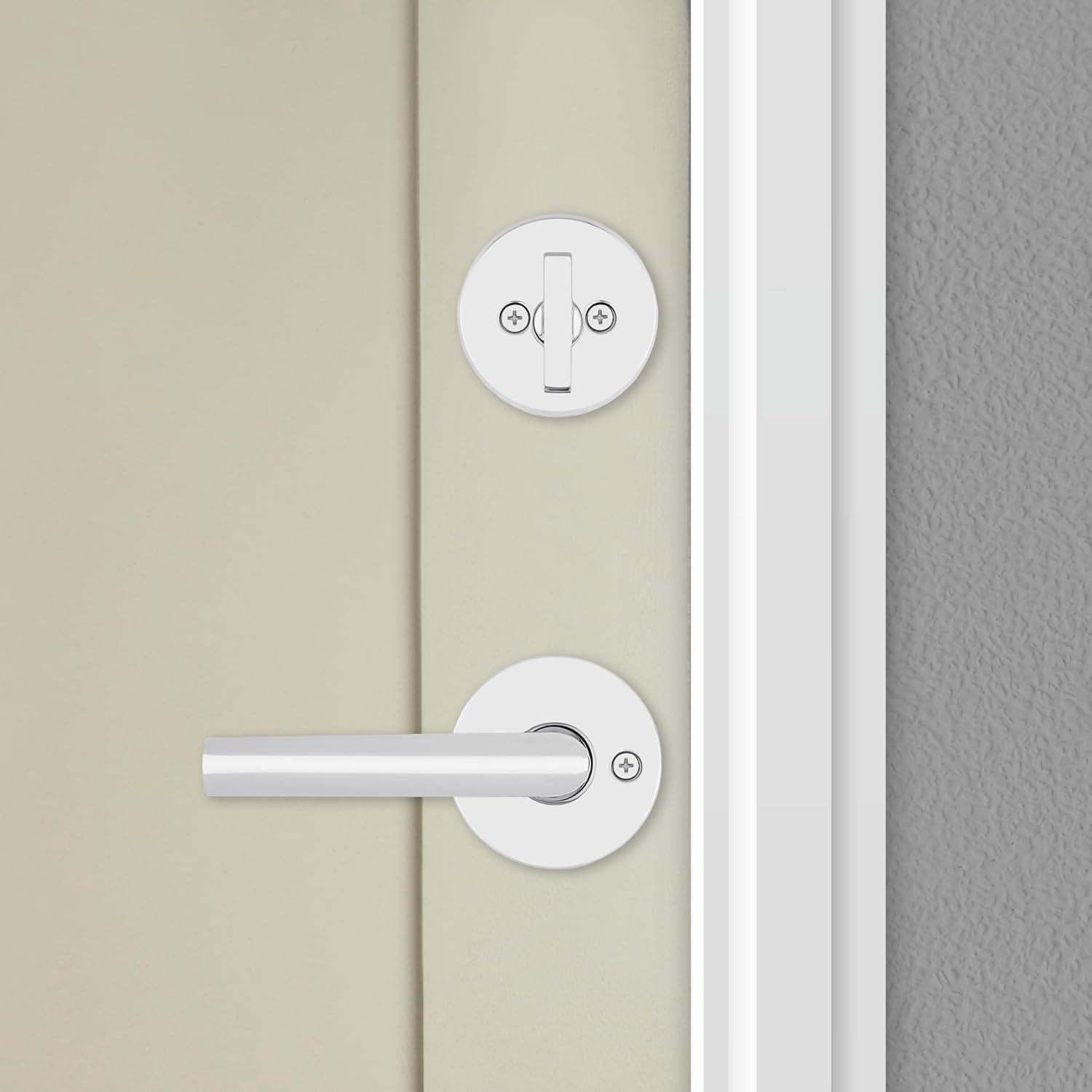 imageKwikset Milan Deadbolt Lock Polished Chrome Round Exterior Keyed Front Entry Door Pick Resistant SmartKey Rekey Security Single Cylinder Dead BoltPolished Chrome