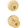 imageKwikset 690 Tylo Entry Knob and Single Cylinder Deadbolt Combo 1Pack Satin ChromePolished Brass