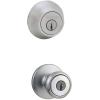 imageKwikset 690 Tylo Entry Knob and Single Cylinder Deadbolt Combo 1Pack Satin ChromeSatin Chrome