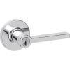 imageKwikset Casey Entry Door Handle with Lock and Key Secure Keyed Reversible Lever Exterior for Front Entrance and Bedrooms Satin Nickel 4 Pack Pick Resistant SmartKey Rekey Security and MicrobanPolished Chrome