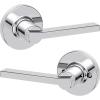 imageKwikset Casey Entry Door Handle with Lock and Key Secure Keyed Reversible Lever Exterior for Front Entrance and Bedrooms Satin Nickel 4 Pack Pick Resistant SmartKey Rekey Security and MicrobanPolished Chrome