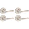 imageKwikset Casey Entry Door Handle with Lock and Key Secure Keyed Reversible Lever Exterior for Front Entrance and Bedrooms Satin Nickel 4 Pack Pick Resistant SmartKey Rekey Security and MicrobanSatin Nickel