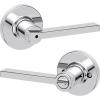 imageKwikset Casey Entry Door Handle with Lock and Key Secure Keyed Reversible Lever Exterior for Front Entrance and Bedrooms Satin Nickel 4 Pack Pick Resistant SmartKey Rekey Security and MicrobanPolished Chrome