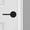 imageKwikset Casey Entry Door Handle with Lock and Key Secure Keyed Reversible Lever Exterior for Front Entrance and Bedrooms Satin Nickel 4 Pack Pick Resistant SmartKey Rekey Security and MicrobanMatte Black