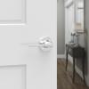 imageKwikset Casey Entry Door Handle with Lock and Key Secure Keyed Reversible Lever Exterior for Front Entrance and Bedrooms Satin Nickel 4 Pack Pick Resistant SmartKey Rekey Security and MicrobanPolished Chrome