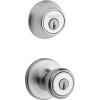 imageKwikset 690 Tylo Entry Knob and Single Cylinder Deadbolt Combo 1Pack Satin ChromeSatin Chrome