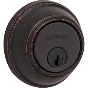 imageKwikset 817 Deadbolt Deadbolt Lock Venetian Bronze Round Exterior Keyed Front Entry Door Pick Resistant SmartKey Rekey Security Single Cylinder Dead BoltVenetian Bronze