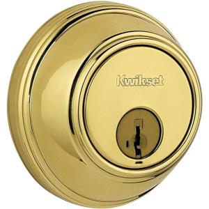 imageKwikset 817 Deadbolt Deadbolt Lock Venetian Bronze Round Exterior Keyed Front Entry Door Pick Resistant SmartKey Rekey Security Single Cylinder Dead BoltPolished Brass