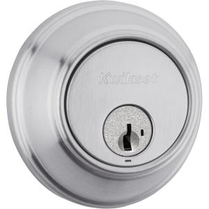 imageKwikset 817 Deadbolt Deadbolt Lock Venetian Bronze Round Exterior Keyed Front Entry Door Pick Resistant SmartKey Rekey Security Single Cylinder Dead BoltSatin Chrome