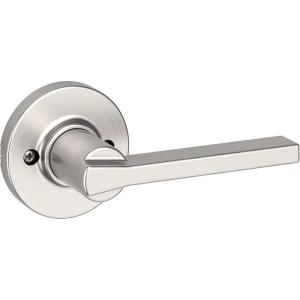imageKwikset Casey Entry Door Handle with Lock and Key Secure Keyed Reversible Lever Exterior for Front Entrance and Bedrooms Satin Nickel 4 Pack Pick Resistant SmartKey Rekey Security and MicrobanSatin Nickel