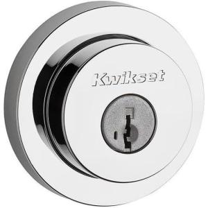 imageKwikset Milan Deadbolt Lock Polished Chrome Round Exterior Keyed Front Entry Door Pick Resistant SmartKey Rekey Security Single Cylinder Dead BoltPolished Chrome