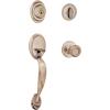 imageKwikset Dakota Front Door Lock Handle and Deadbolt Set Entry Handleset Exterior with Interior Door Knob Antique Brass Pick Resistant SmartKey Rekey Deadbolt SecurityAntique Brass
