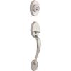 imageKwikset Chelsea Front Door Lock Handle and Deadbolt Set Entry Handleset Exterior with Interior Door Knob Satin Nickel Pick Resistant SmartKey Rekey Deadbolt SecuritySatin Nickel