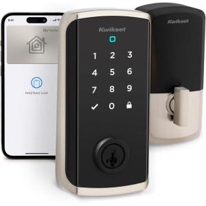 imageKwikset Halo Select Plus Satin Nickel Touchscreen Apple Home Keys TaptoUnlock WiFi and Matter Enabled Smart Lock Deadbolt with Door Status Sensor and Intrusion DetectionSatin Nickel