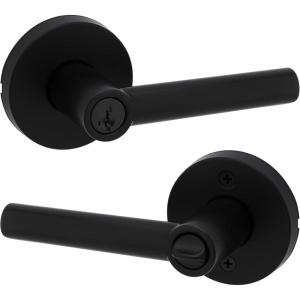 imageKwikset Milan Entry Door Handle with Lock and Key Secure Keyed Reversible Lever Exterior Doorlock For Front Entrance and Bedrooms Matte Black Pick Resistant Smartkey Rekey Security