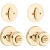 imageKwikset 242 Tylo Entry Knob and Single Cylinder Deadbolt Project Pack in Satin ChromePolished Brass