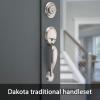 imageKwikset Dakota Front Door Lock Handle and Deadbolt Set Entry Handleset Exterior with Interior Door Knob Satin Nickel Pick Resistant SmartKey Rekey Deadbolt SecuritySatin Nickel
