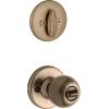 imageKwikset 690 Polo Entry Knob and Single Cylinder Deadbolt Combo Pack in Polished BrassAntique Brass