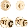 imageKwikset 690 Polo Entry Knob and Single Cylinder Deadbolt Combo Pack in Polished BrassPolished Brass