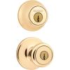 imageKwikset 96950164 695T5CP6ALRCSK6 Tylo Entry Knob Antique BrassPolished Brass