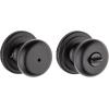 imageKwikset Hancock Entry Door Knob with Lock and Key Secure Keyed Handle Exterior Front Entrance and Bedroom Venetian Bronze Pick Resistant SmartKey Rekey Security and MicrobanMatte Black