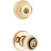 imageKwikset 690 Polo Entry Knob and Single Cylinder Deadbolt Combo Pack in Polished BrassPolished Brass
