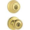 imageKwikset 96900305 FrustrationFree 690 Tylo Keyed Entry Knob ampamp Single Cylinder Deadbolt Combo 1Pack Polished Brass