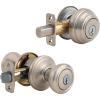 imageKwikset 991 Cameron Entry Knob and Single Cylinder Deadbolt Combo Pack featuring SmartKey in Satin Nickel Polished BrassSatin Nickel