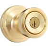 imageKwikset Abbey Interior Privacy Door Knob with Lock Door Handle For Bathroom and Bedroom Polished Brass Keyless Turn Lock DoorknobPolished Brass