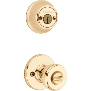 imageKwikset 96950164 695T5CP6ALRCSK6 Tylo Entry Knob Antique BrassPolished Brass