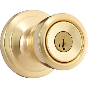 imageKwikset Abbey Interior Privacy Door Knob with Lock Door Handle For Bathroom and Bedroom Polished Brass Keyless Turn Lock DoorknobPolished Brass