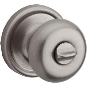 imageKwikset Hancock Interior Privacy Door Knob with Lock Door Handle For Bathroom and Bedroom Satin Nickel Keyless Turn Lock Doorknob with Microban ProtectionPrivacy