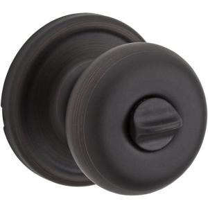 imageKwikset Hancock Interior Privacy Door Knob with Lock Door Handle For Bathroom and Bedroom Venetian Bronze Keyless Turn Lock Doorknob with Microban ProtectionPrivacy