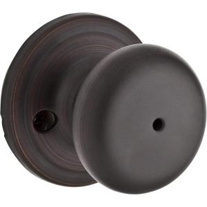 imageKwikset Hancock Interior Privacy Door Knob with Lock Door Handle For Bathroom and Bedroom Venetian Bronze Keyless Turn Lock Doorknob with Microban Protection