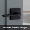 imageKwikset 91540034 Lisbon Door Handle Lever with Modern Contemporary Slim Square Design for Home Hallway or Closet Passage in Iron Matte BlackMatte Black