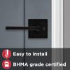 imageKwikset 91540034 Lisbon Door Handle Lever with Modern Contemporary Slim Square Design for Home Hallway or Closet Passage in Iron Matte BlackMatte Black
