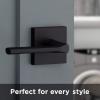 imageKwikset 91540034 Lisbon Door Handle Lever with Modern Contemporary Slim Square Design for Home Hallway or Closet Passage in Iron Matte BlackMatte Black